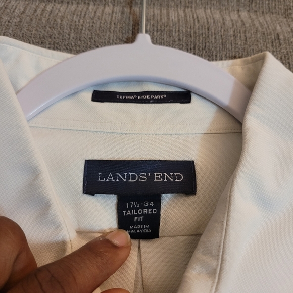 Lands' End Supima Cotton Hyde Park Tailored Fit Button Down Shirt 17 1/2-34 - Picture 4 of 6
